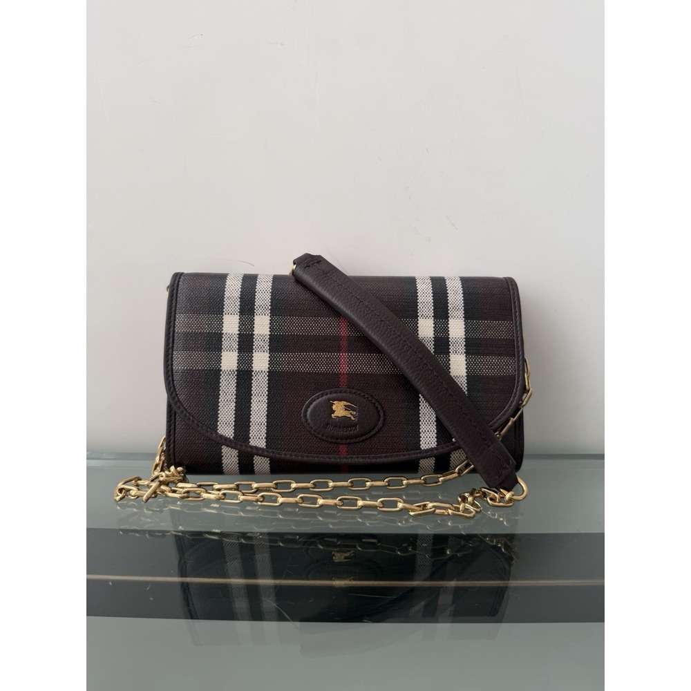 Authentic BURBERRY Highlands Check Chain Wallet Bag
